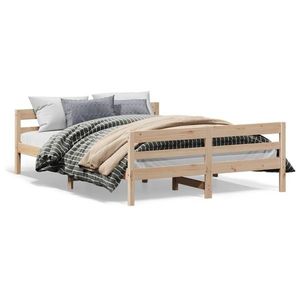 vidaXL Cadru de pat cu tăblie, 140x200 cm, lemn masiv de pin imagine