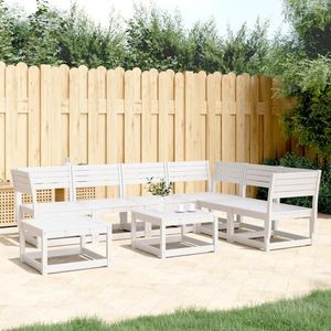 vidaXL Set de șezlonguri de grădină 7 piese din lemn masiv de pin alb imagine