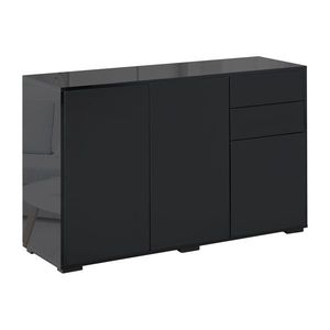 Dulap multifunctional negru HOMCOM cu 2 sertare si 2 dulapuri cu apasare, 117x36x74cm imagine