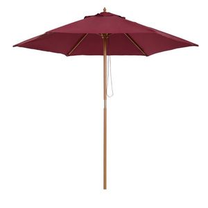 Outsunny Umbrelă de Soare din Lemn, Protecție UV, Φ2.5m, Culoare Bordo | Aosom Romania imagine