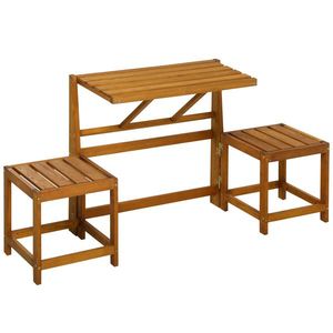 Outsunny Set Masa de Gradina si 2 scaune, Banca de gradina din lemn 2 in 1 pentru terasa, veranda si balcon | AOSOM RO imagine