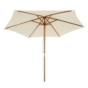 Outsunny Umbrelă de Soare pentru Grădină cu Suport din Lemn, Design Elegant, 2.5x2.5m, Crem, Protecție UV | Aosom Romania imagine