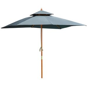 Outsunny Umbrela pentru Gradina si Terasa 3x3m, 8 Sipci din Bambus Copertina Parasolar pe 2 Niveluri, Gri imagine