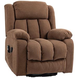 HOMCOM Scaun cu ridicare si inclinare pentru batrani, scaun cu ridicare tapitat din material rezistent pentru sufragerie cu telecomanda imagine