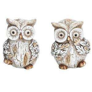 Decoratiune Petite Owl 11 cm din lut maro - modele diverse imagine
