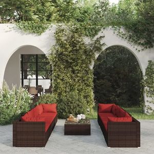vidaXL Set mobilier pentru grădină, 9 piese, maro, poliratan imagine