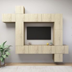 vidaXL Set de dulapuri TV, 9 piese, stejar Sonoma, lemn prelucrat imagine