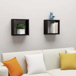 vidaXL Rafturi de perete cub, 2 buc., negru, 30x15x30 cm imagine