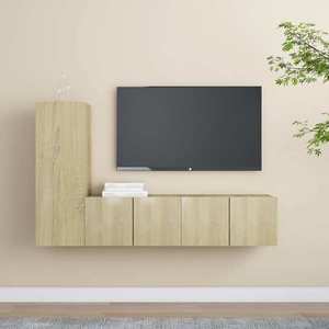 vidaXL Set de dulapuri TV, 3 piese, stejar sonoma, lemn prelucrat imagine