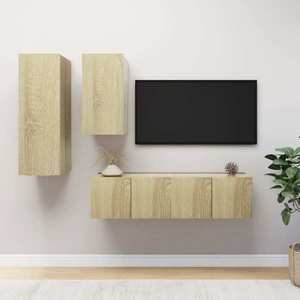vidaXL Set dulapuri TV, 4 piese, stejar sonoma, lemn prelucrat imagine