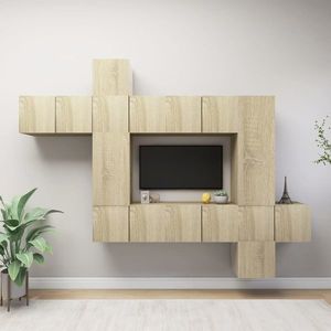 vidaXL Set de dulapuri TV, 10 piese, stejar Sonoma, lemn prelucrat imagine