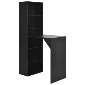 vidaXL Masă de bar cu dulap, negru, 115 x 59 x 200 cm imagine
