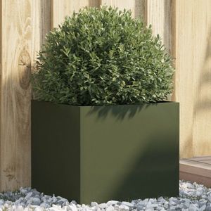 vidaXL Jardinieră, verde măsliniu, 42x40x39 cm, oțel laminat la rece imagine
