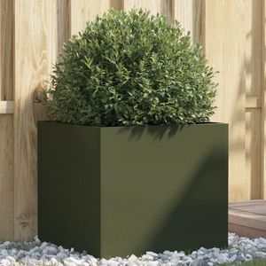 vidaXL Jardinieră, verde măsliniu, 49x47x46 cm, oțel laminat la rece imagine