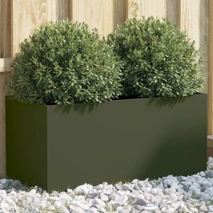 vidaXL Jardinieră, verde măsliniu, 62x30x29 cm, oțel laminat la rece imagine