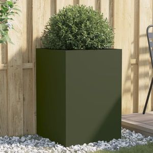 vidaXL Jardinieră, verde măsliniu, 52x48x75 cm, oțel laminat la rece imagine