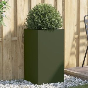 vidaXL Jardinieră, verde măsliniu, 42x38x75 cm, oțel laminat la rece imagine