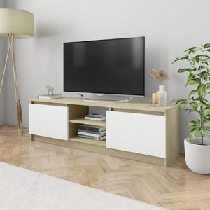 vidaXL Comodă TV, alb și stejar Sonoma, 120 x 30 x 35, 5 cm, PAL imagine