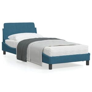 vidaXL Cadru de pat cu tăblie, albastru, 80x200 cm, catifea imagine