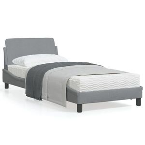 vidaXL Cadru de pat cu tăblie, gri deschis, 90x190 cm, textil imagine