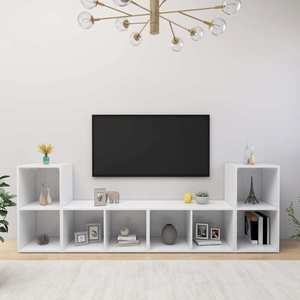 vidaXL Dulapuri TV, 2 buc., alb, 72x35x36, 5 cm, lemn prelucrat imagine