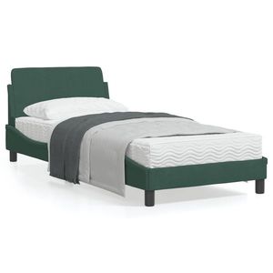 vidaXL Cadru de pat cu tăblie, verde închis, 80x200 cm, catifea imagine