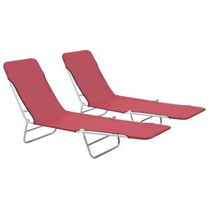 Scaun de plajă pliabil, roșu, textil imagine