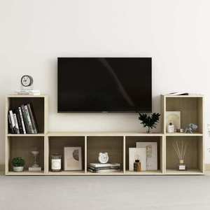 vidaXL Set de dulapuri TV, 3 piese, stejar Sonoma, lemn prelucrat imagine