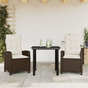 vidaXL Set mobilier de grădină cu perne, 3 piese, maro, poliratan imagine