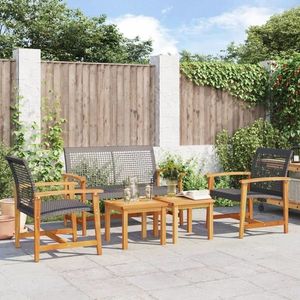 vidaXL Set mobilier de grădină, 5 piese, poliratan negru/lemn acacia imagine