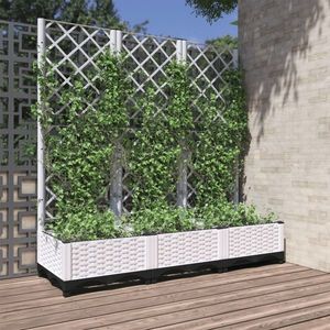vidaXL Jardinieră de grădină cu spalier, alb, 120x40x121, 5 cm, PP imagine