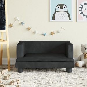 vidaXL Canapea pentru copii, negru, 60x40x30 cm, catifea imagine