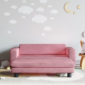 vidaXL Canapea pentru copii cu taburet roz 100x50x30 cm catifea imagine