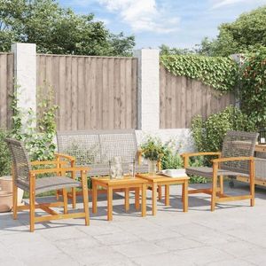 vidaXL Set mobilier de grădină, 5 piese, poliratan gri/lemn de acacia imagine