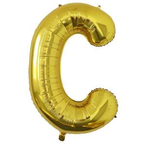 Balon in Forma de Litera C Teno®, metalizat, pentru Petreceri/Aniversari/Evenimente, rezistent, folie, gold, 40 cm imagine