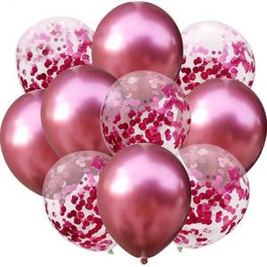 Set 10 Baloane Teno®, Confeti, pentru Petreceri/Aniversari/Evenimente, o singura dimensiune, 2 culori, latex, roz imagine