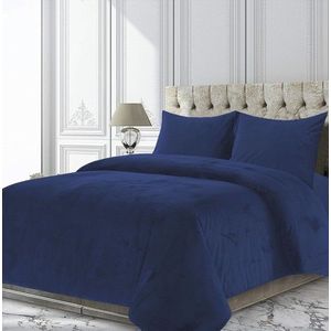 Set cuvertura de pat dubla 3 piese Ocean, Heinner Home, 200x220 cm, catifea, albastru imagine