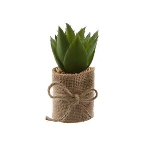 Floare artificiala in ghiveci Succulent v1, Decoris, 5 x 5 x 12 cm, plastic/iuta, verde imagine