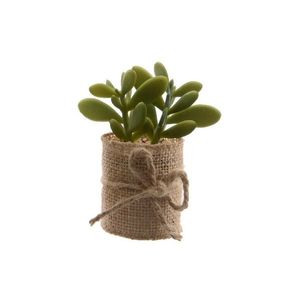 Floare artificiala in ghiveci Succulent v3, Decoris, 5 x 5 x 12 cm, plastic/iuta, verde imagine