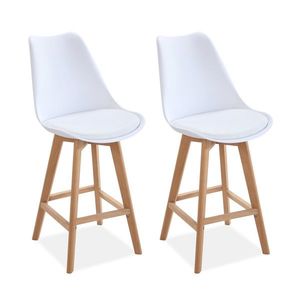 Set 2 scaune pentru bar Itsy, Heinner, 48x47x106 cm, piele ecologica/lemn, alb imagine