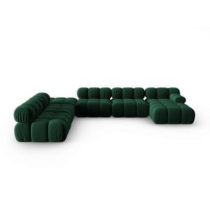 Coltar panoramic stanga 7 locuri design modular, Bellis, Micadoni Home, BL, 379x282x63 cm, catifea, verde bottle imagine