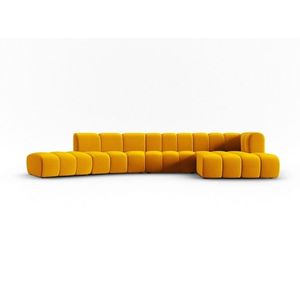 Coltar modular dreapta 6 locuri, Lupine, Micadoni Home, BL, 425x175x70 cm, catifea, galben imagine