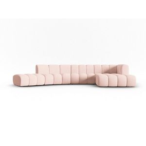 Coltar modular dreapta 6 locuri, Lupine, Micadoni Home, BL, 425x175x70 cm, poliester chenille, roz imagine