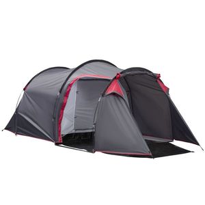 Outsunny Cort pentru Camping 2 Locuri cu Vestibul Mare, Cort Impermeabil Usi cu Fermoar, 426x206x154cm Gri imagine