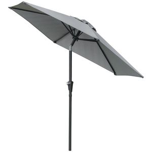 Outsunny Umbrela de Gradina Inclinabila 2.3x2 m, Umbrela pentru Terasa cu Deschidere cu Manivela, Stalp din Metal si 6 Stinghii, Gri imagine