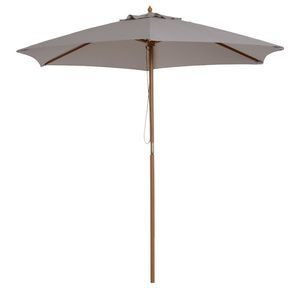 Outsunny Umbrela de Gradina 2.5x2.3m, Umbrela Parasolar cu a 6 Nervuri din Lemn si Poliester, Alb Crem imagine