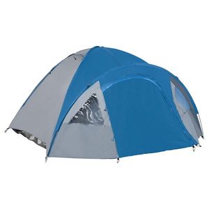 Outsunny Cort de Camping pentru 4 Persoane, cu Spațiu de Depozitare, Albastru, 3x2.50x1.30m | Aosom Romania imagine