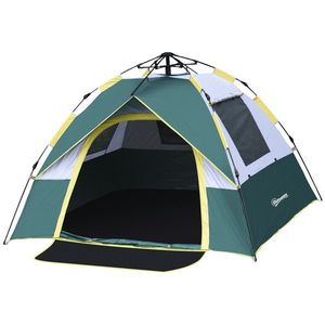 Outsunny Cort pentru Camping pentru 2 Persoane, Cort pentru Exterior Automatic Pop Up cu Copertina, Buzunare Interioare si Covoras, 205x195x135cm imagine