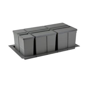 Cos de gunoi gri orion incorporabil in sertar, colectare selectiva, cu 3 recipiente, pentru corp de 900 mm latime - Maxdeco imagine