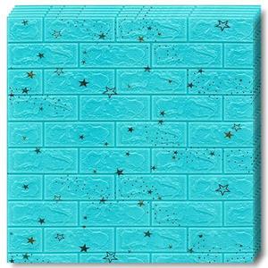 Set 50x Tapet Caramida 3D Teno®, model Stelute, suprafata acoperire 24.5 mp, autoadeziv, waterproof, usor de montat, design modern, 70x77 cm, albastru imagine